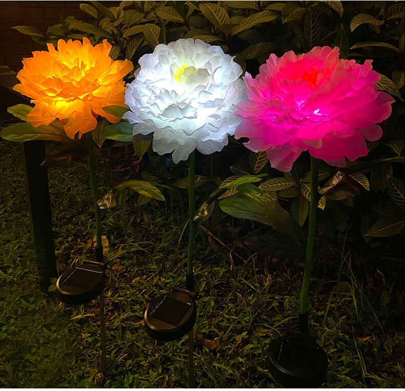 太阳能牡丹花灯户外发光牡丹花园插地灯庭院公园装饰草坪灯 单头牡丹