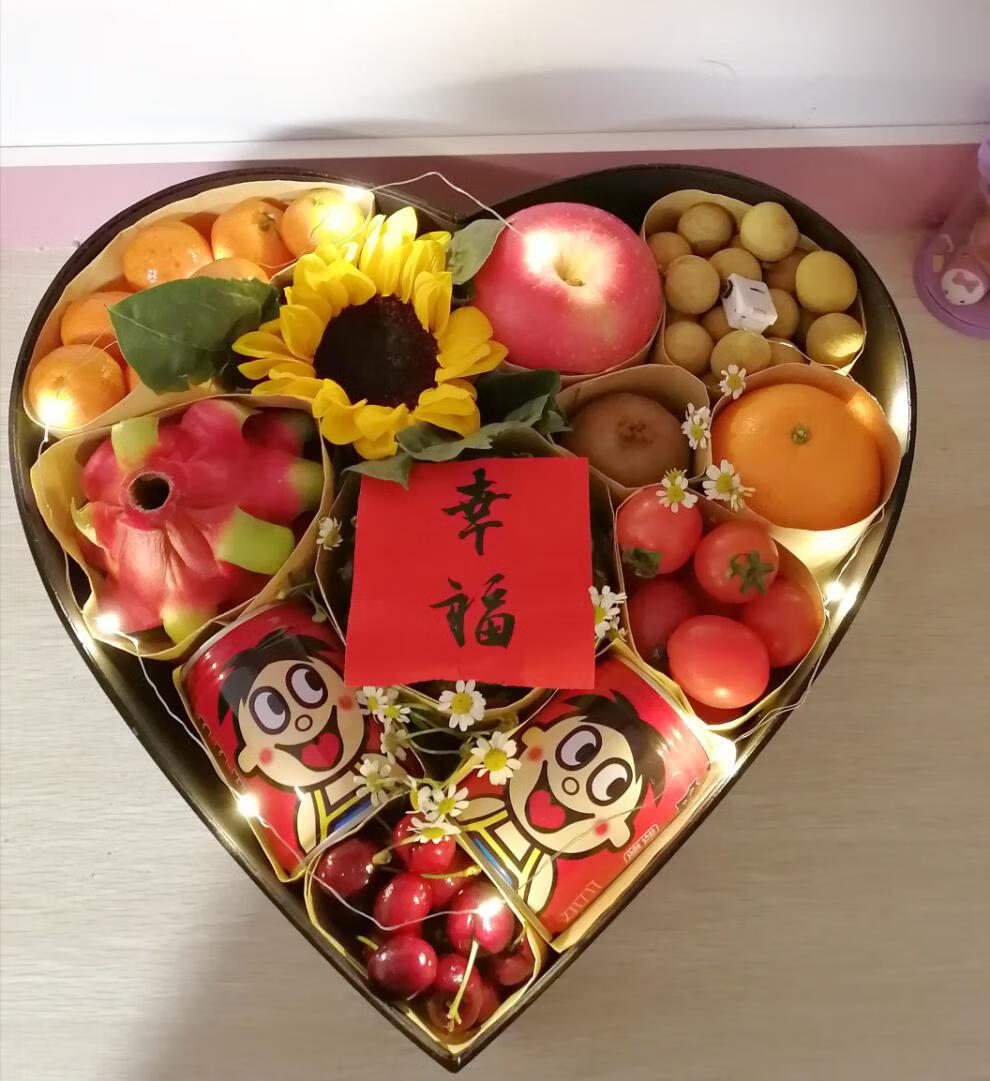 水果礼盒空盒心形网红水果礼盒空盒子包装盒圆心形抖音diy生日礼物人