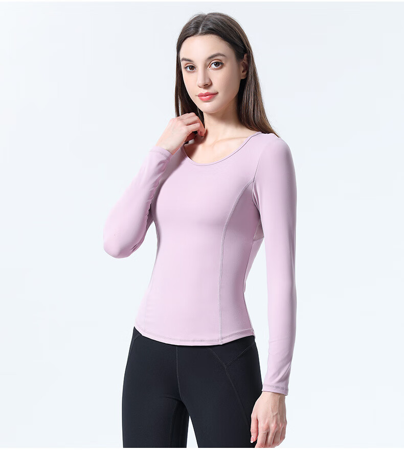 时域运动长袖上衣修身秋冬新款长袖瑜伽服含胸垫吸湿排汗速干健身服女