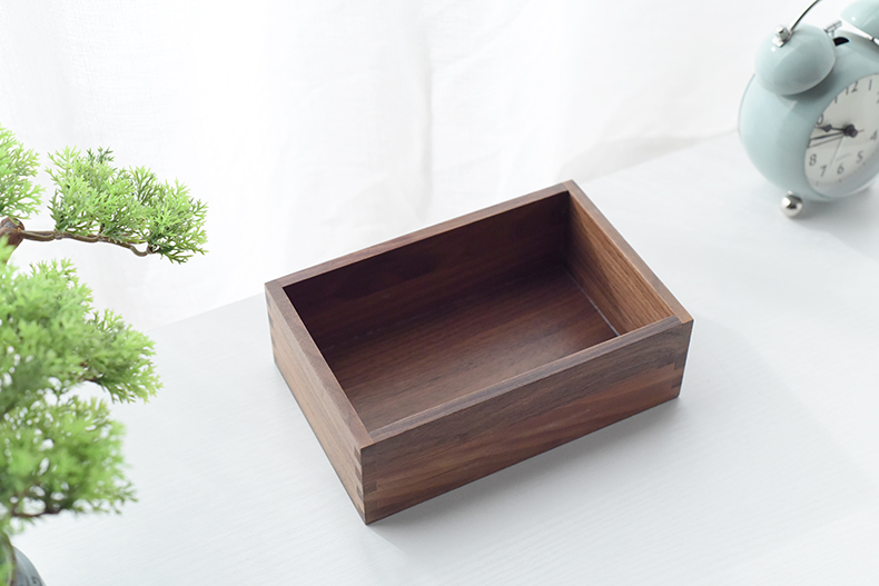 黑胡桃木盒定制无盖木盒定做收纳盒四方盒长方形正方形小木盒 26*15*