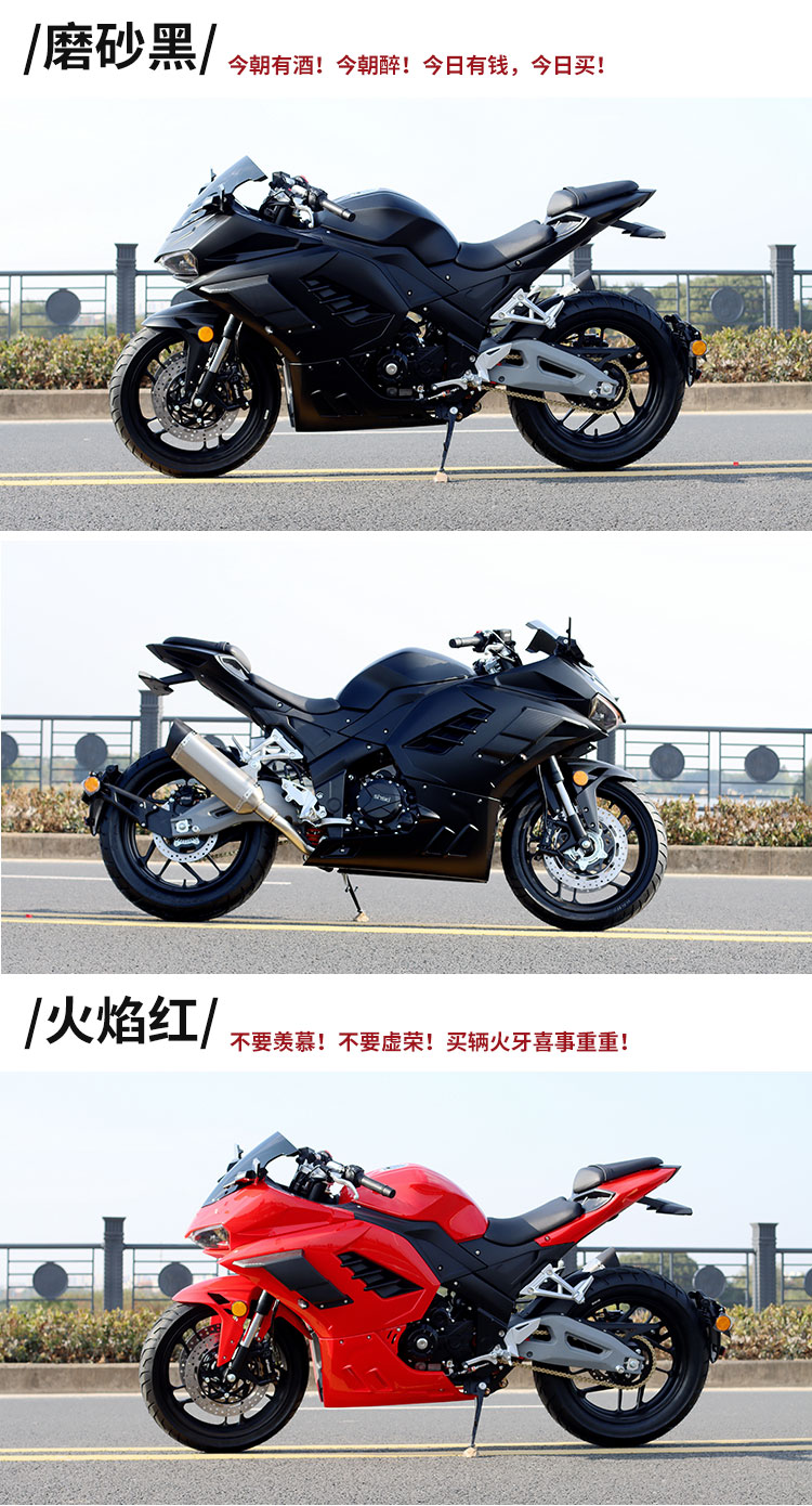 新款火牙400摩托车跑车街车蛟龙杜卡迪双缸水冷趴赛重机车可上牌蛟龙