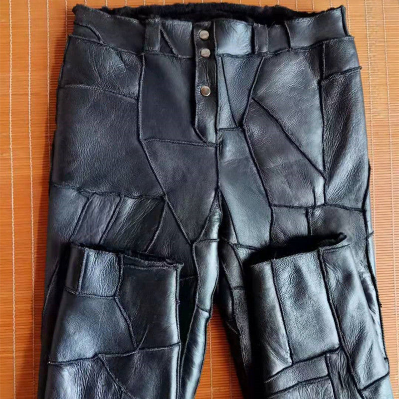特战队防寒裤子皮毛一体内胆裤子羊剪绒真皮皮裤男女士高腰羊毛棉裤原