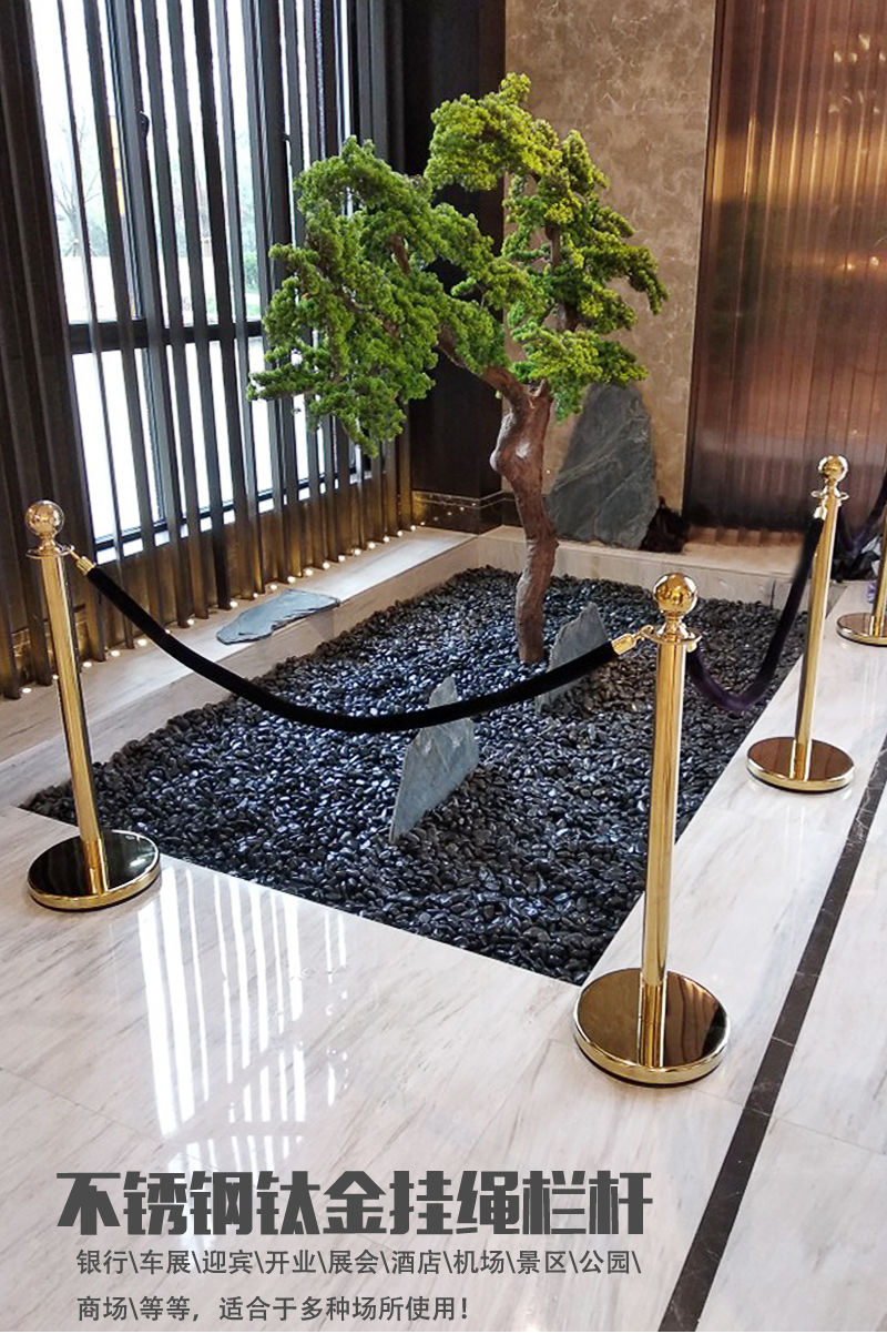 隔离栏杆礼宾杆迎宾柱不锈钢一米线隔离带围栏杆挂绳护栏迎宾杆红绒布