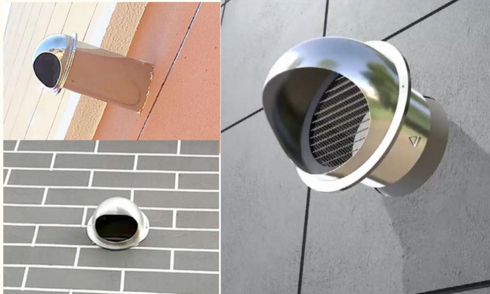 不锈钢止回阀烟道止逆阀厨房通风油烟机穿墙风帽防风罩外墙出风口 活