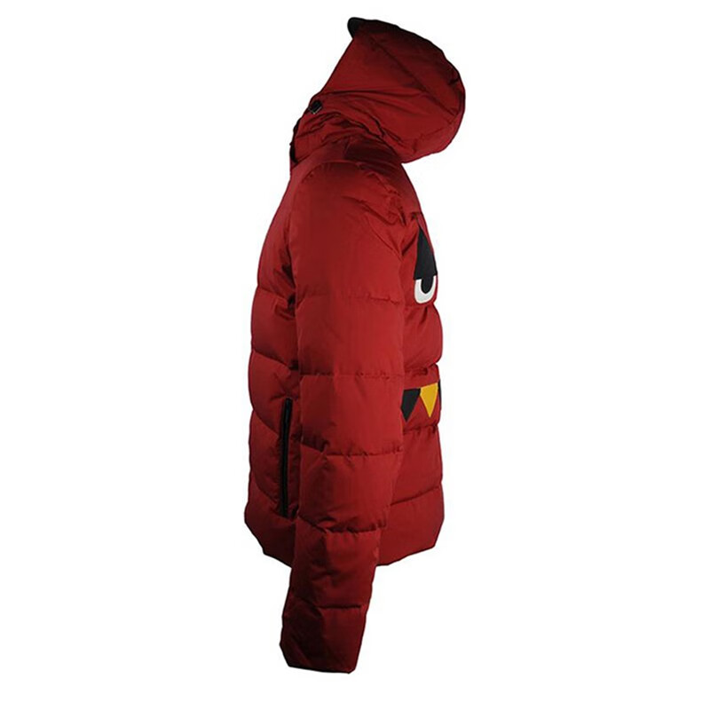 fendi芬迪小怪兽贴片连帽男士羽绒服faa584a53d正品保证红色系44