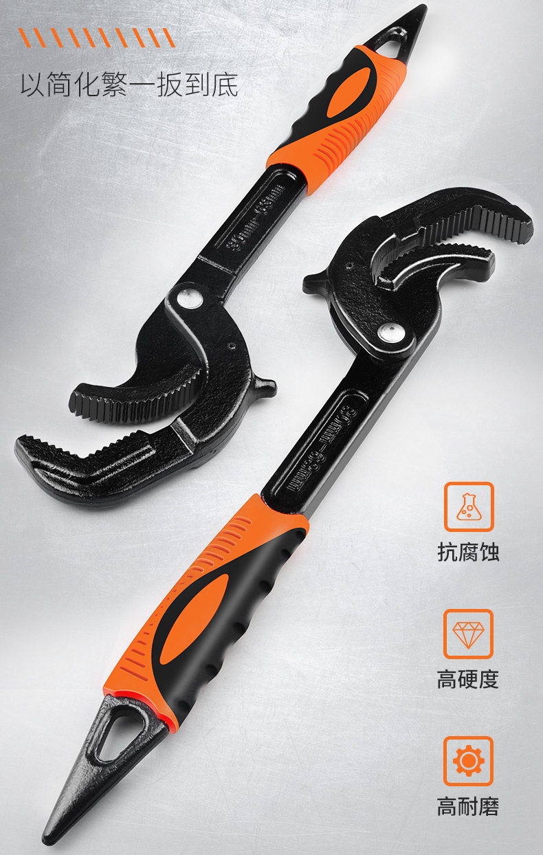扳手活动管工具钳子活口板手卫浴多功能万用管钳德国套装开口辰哲自锁