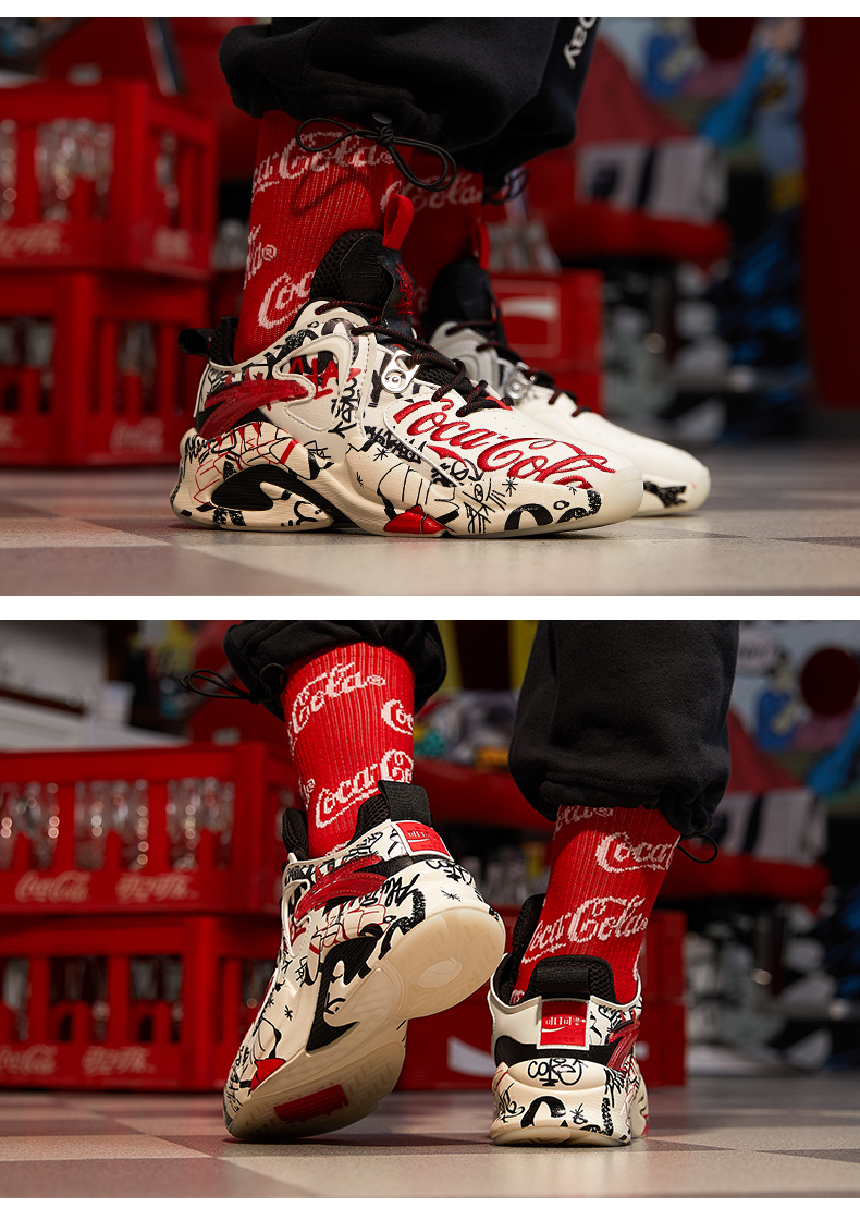 安踏运动鞋可口可乐联名男女同款夏季新款潮流鞋子高帮休闲鞋女款象牙