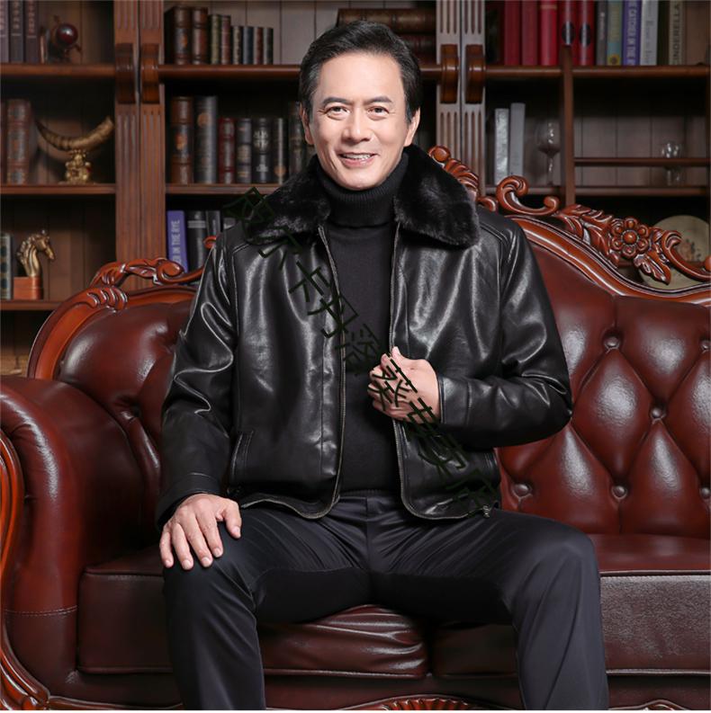 皮尔卡丹轻奢品牌男装冬季新款中老年人皮衣男休闲外套