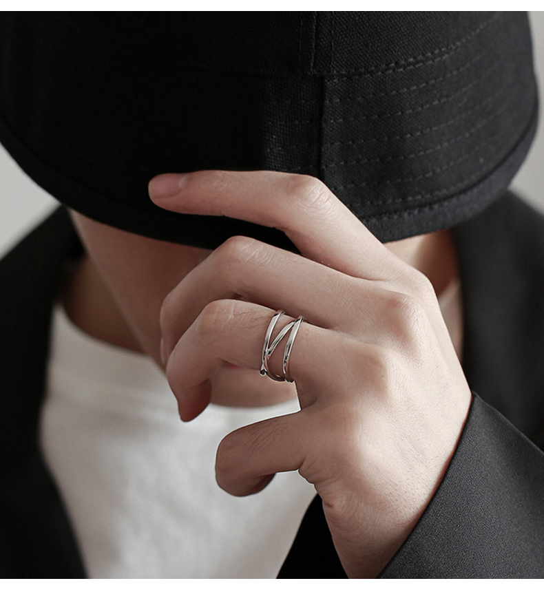 旗舰京品特价捡漏男士单身戒指925银戒指男潮个性ins韩版开口单身戒