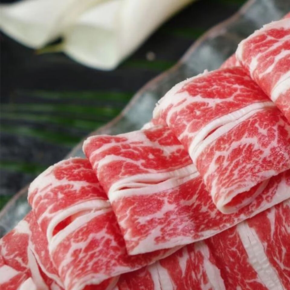 顺丰雪花肥牛卷五花小肥牛肉卷涮火锅食材牛肉片生牛肉鲜琛觅新鲜肥牛