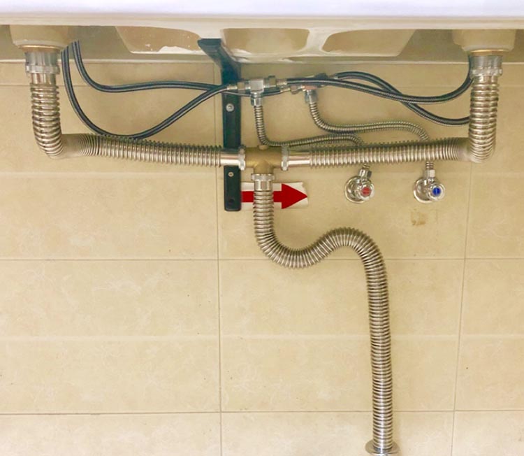 浴室柜双盆台盆下水器全铜洗脸盆洗手盆面盆落水器三通防臭下水管