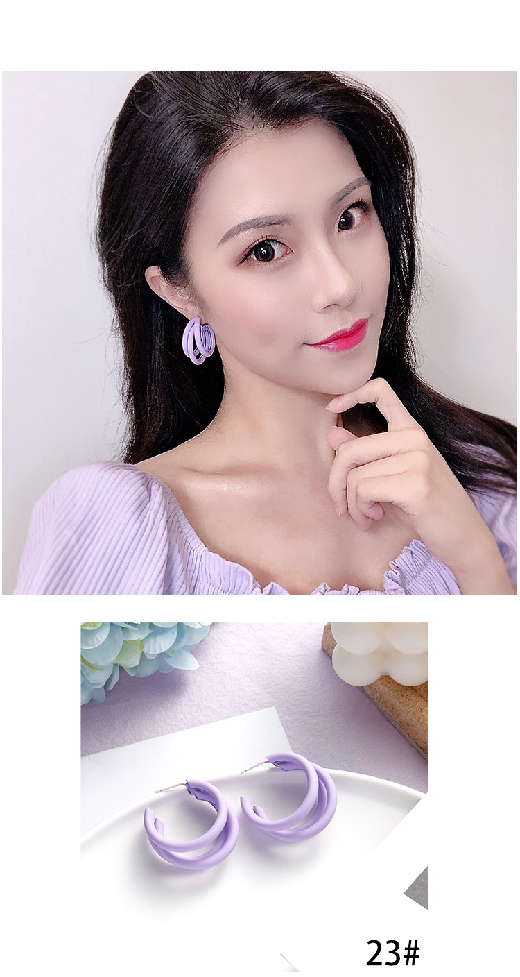 京粉新款耳环潮紫色系简约小清新耳钉女韩国气质网红花朵定情信物情人
