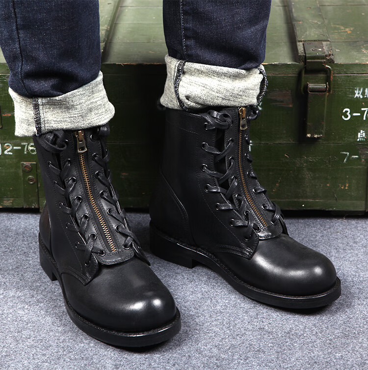 3516厂冬羊毛78式飞行靴皮拉链飞行员棉皮靴加绒保暖高帮毛皮鞋品质