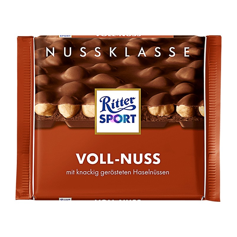 德国rittersport巧克力果仁夹心白榛子牛奶黑巧运动排块葡萄干榛子至