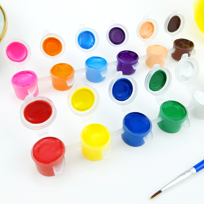 猫乐鱼儿童6连体丙烯颜料调色盘3ml彩绘diy套装画笔石头画涂鸦美术