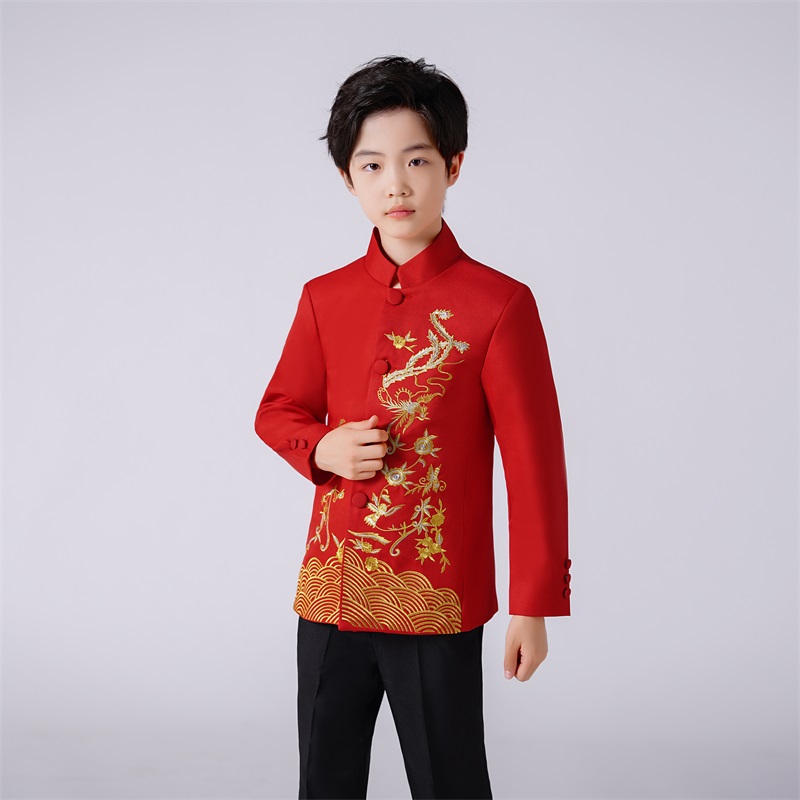 中小学生演讲比赛服装绣花五四儿童中山装演出服男中国风朗诵合唱年会