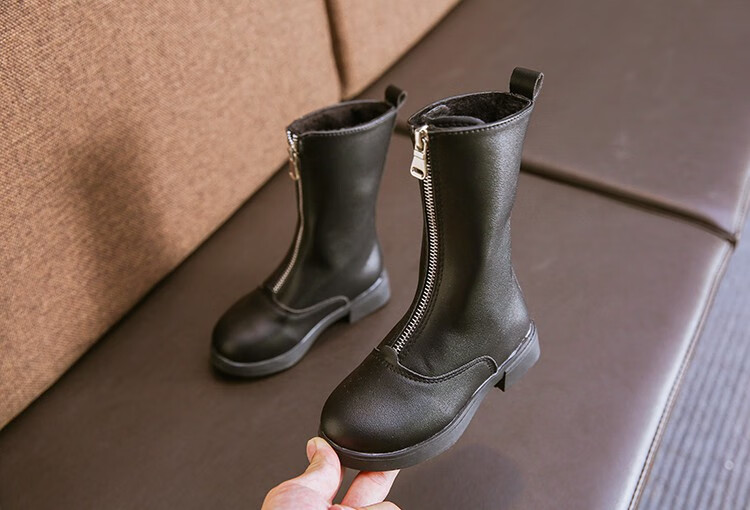 小孩子学生帆布鞋靴子9板鞋4女童5男童6女孩7红色中高筒长靴8岁秋