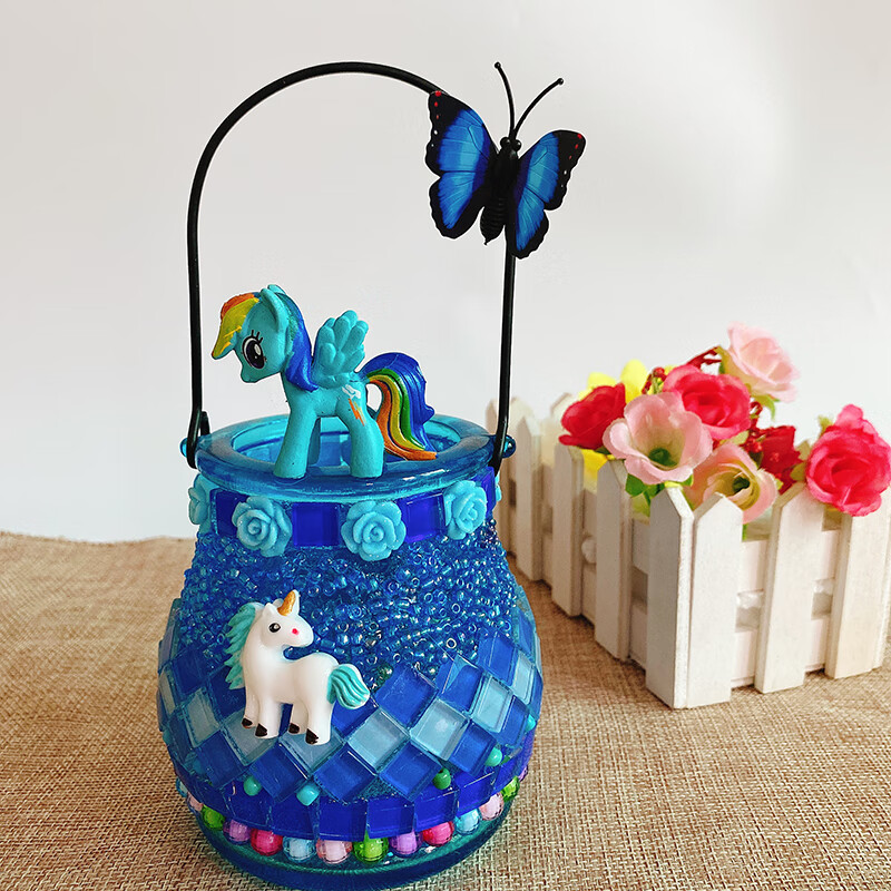 新年手工礼物儿童diy制作材料包亲子活动粘贴画马赛克水晶彩瓶 蜘蛛侠