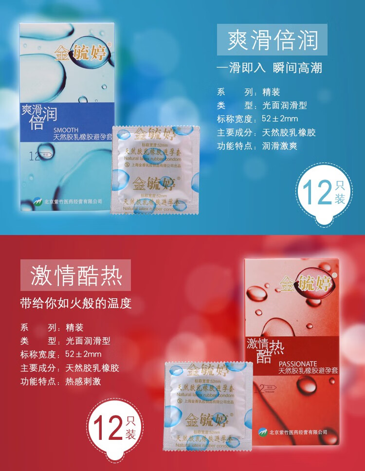 金毓婷套男用安全套套成人情趣计生用品金装套12只