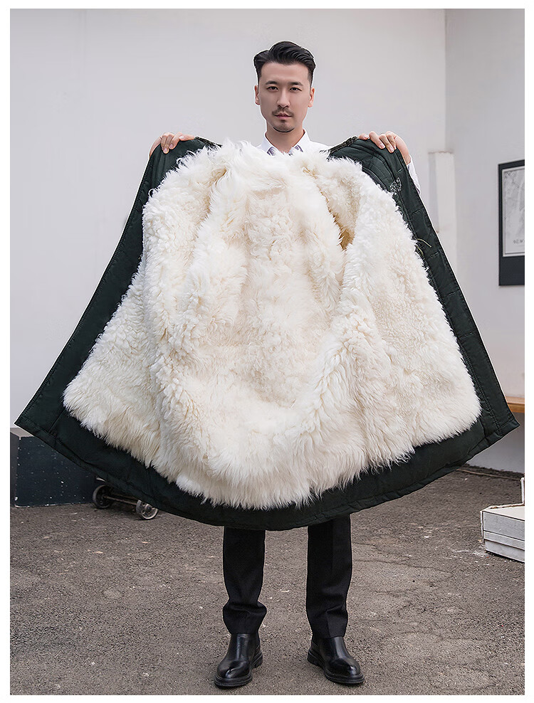 冬装防寒服袄子冬季中老年皮毛一体羊皮袄外套羊毛棉袄男加厚东北棉服