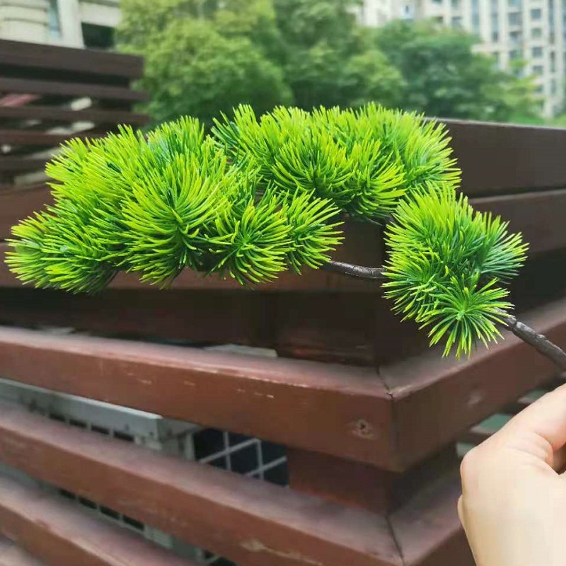 仿真松树枝迎客松假花松针叶圣诞松枝叶子罗汉松塑料松树叶美人松