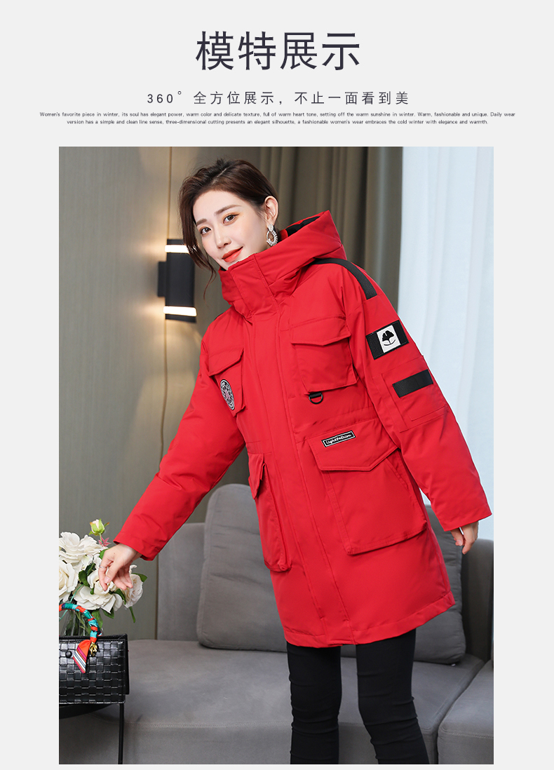 酷奈洛轻奢品牌羽绒服女中长款工装2新品冬季时尚韩版大加厚保暖外套