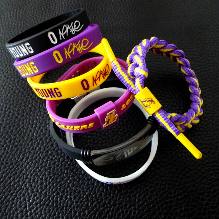 雅蝶娜尼克杨手环nba湖人队尼克杨0号夜光硅胶签名手环手链手圈男运动
