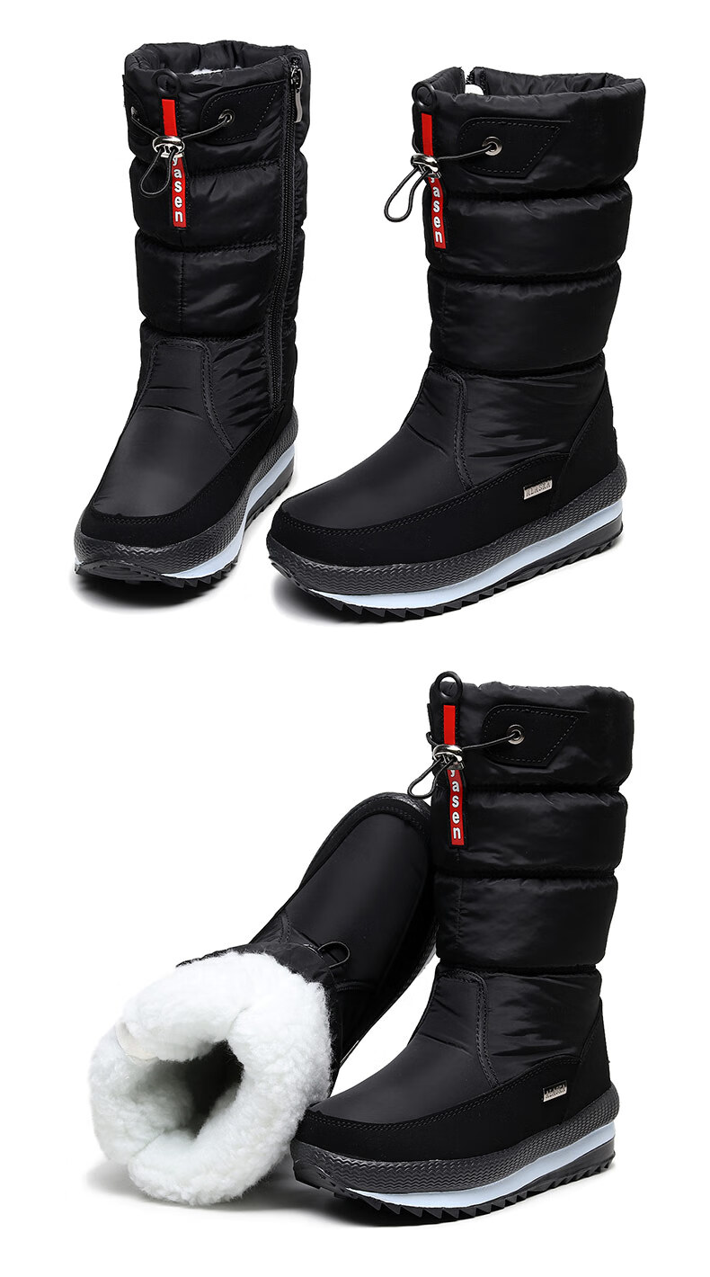 足力健全新特价捡漏冬季雪地靴女高筒加绒加厚底棉鞋保暖中筒户外防水