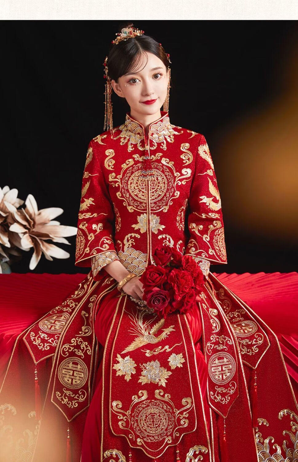 敬酒服新娘禄禄仔秀禾服新娘新款结婚春秋嫁衣女显瘦中式礼服大码出阁