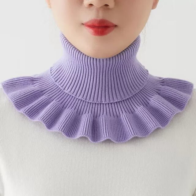 毛线假高领秋冬假领子女套头高领针织保暖装饰毛衣护颈椎假衣领围脖