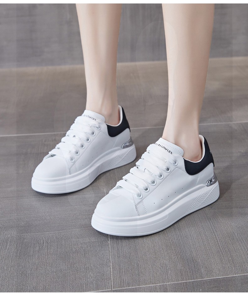 汐诗雅初高中生女鞋休闲鞋秋冬季轻便时尚透气潮流百搭内增高板鞋小白