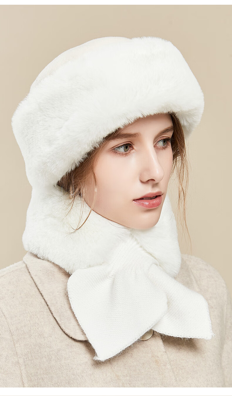 恒源祥帽子女秋冬天时尚百搭保暖羊毛帽冬季加绒加厚围巾帽子套装黑色