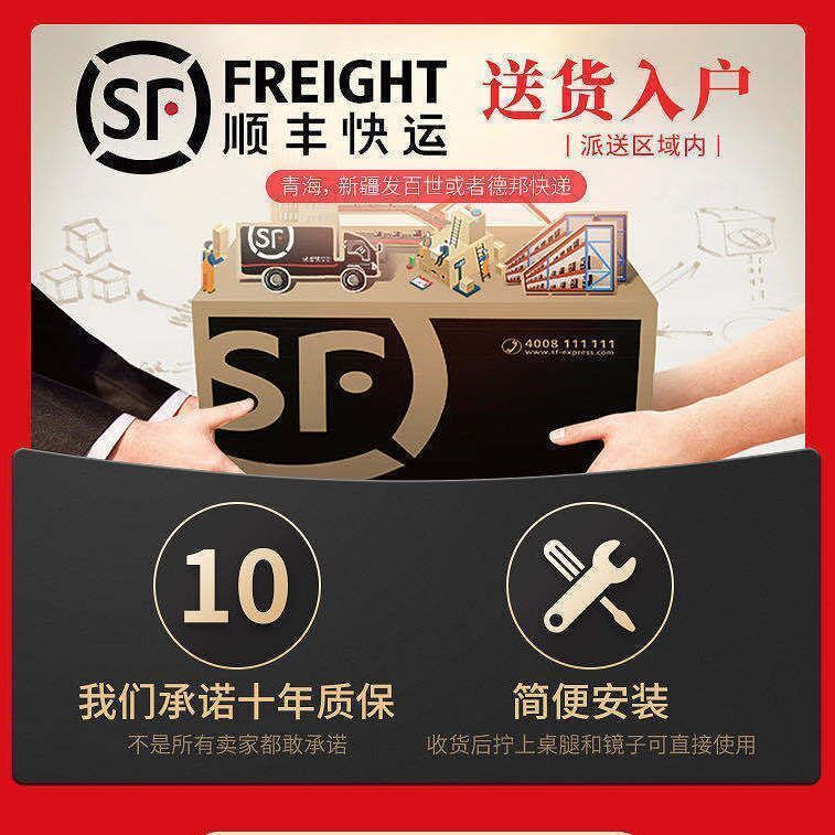 千番町感轻奢梳妆台卧室简约现代柜双层实木化妆台小户型化妆桌 双层80灰桌+灰柜+智能镜+鸟巢凳 整装