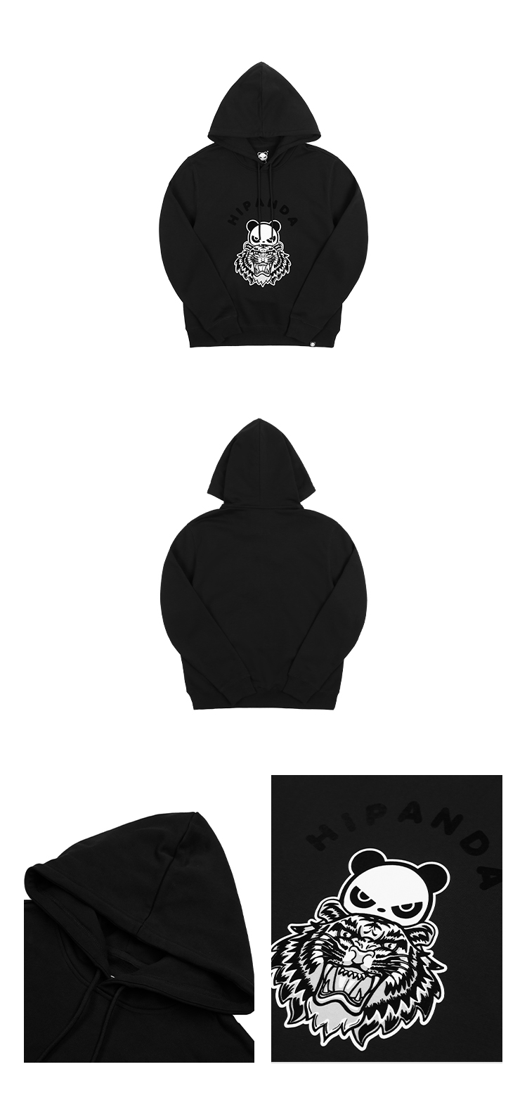 hipanda你好熊猫 卫衣男熊猫虎头印花秋冬款连帽卫衣设计街头潮牌国潮