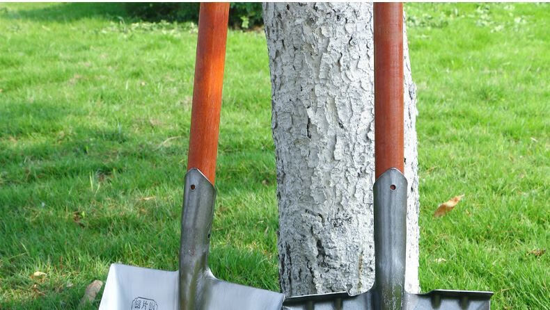 进口铁锹 德国进口50全锰钢加厚大铁锹木柄农用园艺户外多功能挖土