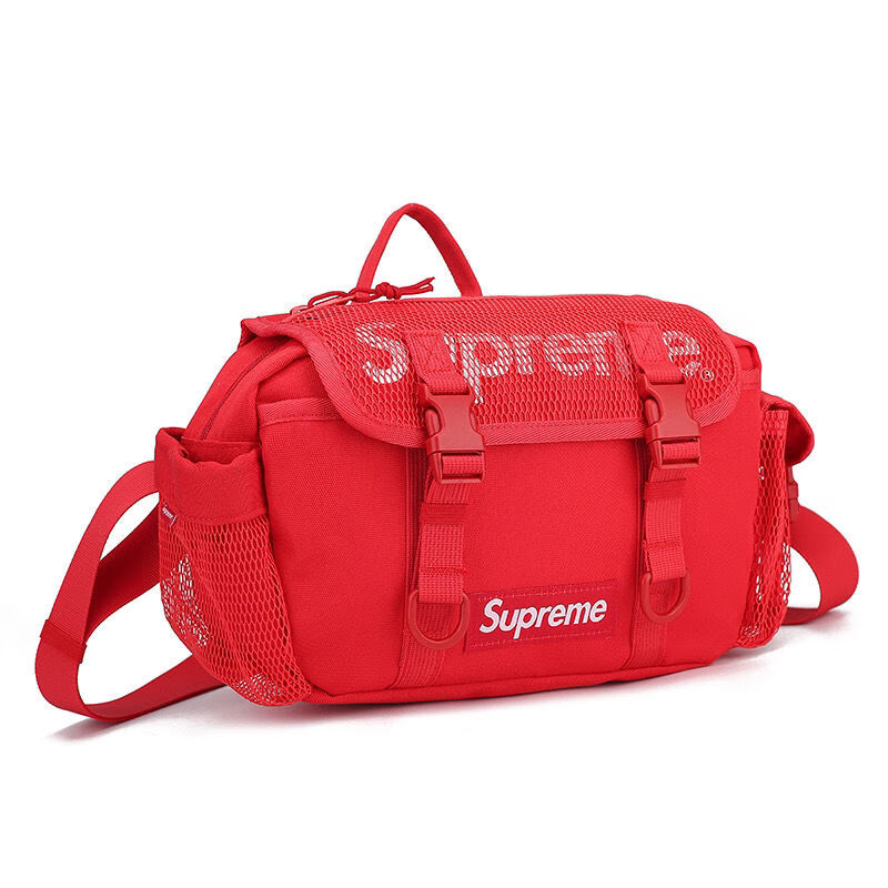 supreme20ss48thwaistbag3m迷彩网眼格单肩包斜挎包男女腰包黑色