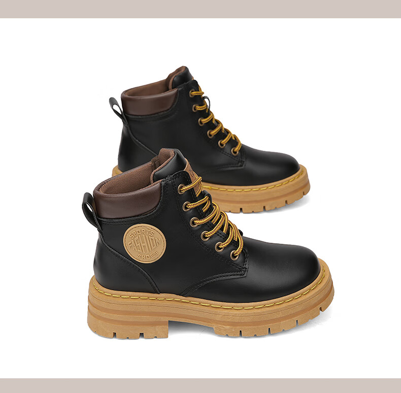 森马靴子女马丁靴女款秋季厚底英伦风小码工装靴子2022新款网红甜酷短