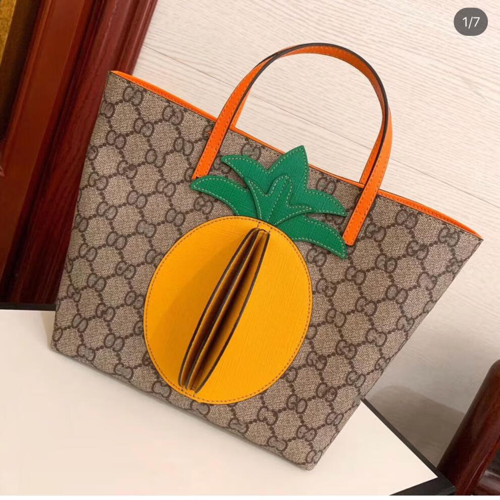 卡帝乐鳄鱼儿童立体菠萝手提袋女孩tote手拎包迷你亲子手提包托特包