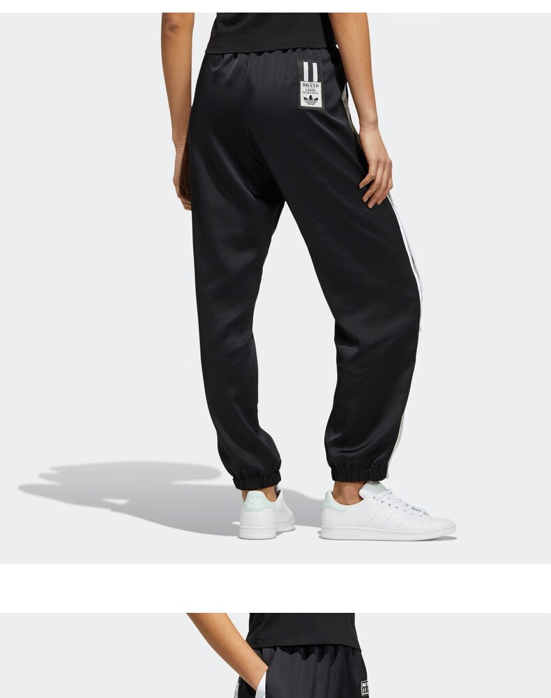 adidas阿迪达斯官网三叶草女装侧开纽扣运动裤hc6570黑色白jot17070a