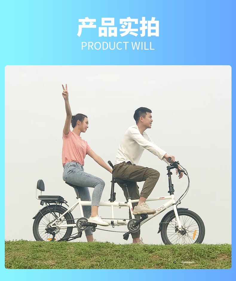 自行车父子母子双人单车折叠情侣旅游观光两人骑双坐双人亲子三人定制