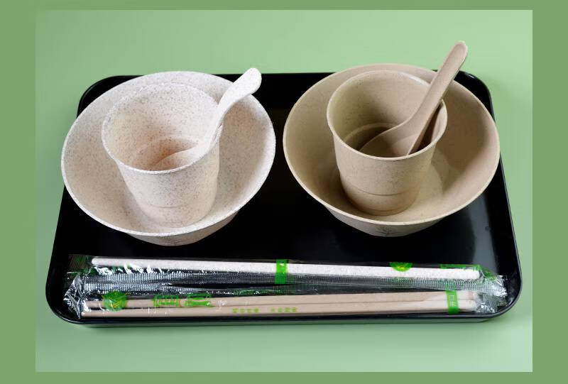 一次性碗耐高温 300ml稻壳餐具一次性碗圆碗加厚塑料碗 可降解耐高温