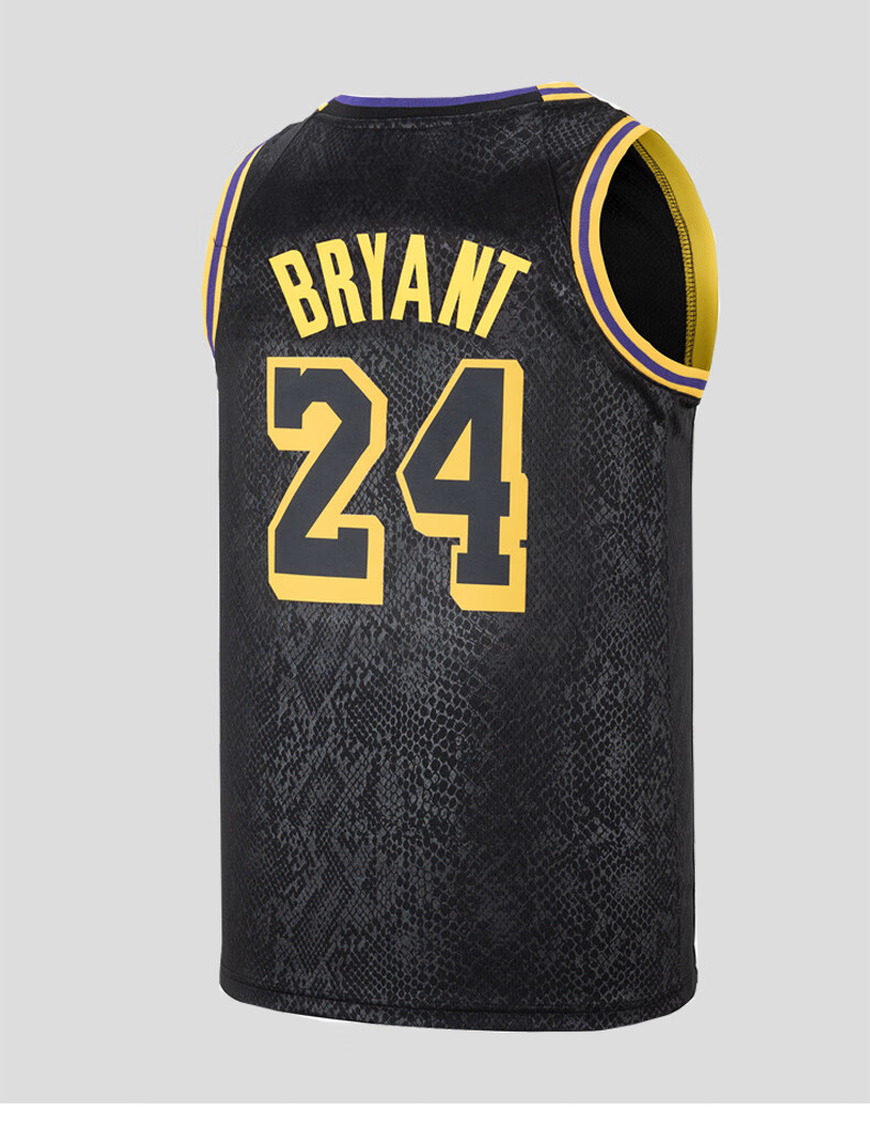 滕讯体育nba专营前8后24号黑金蛇纹球衣湖人23号复古纪念版篮球服科比