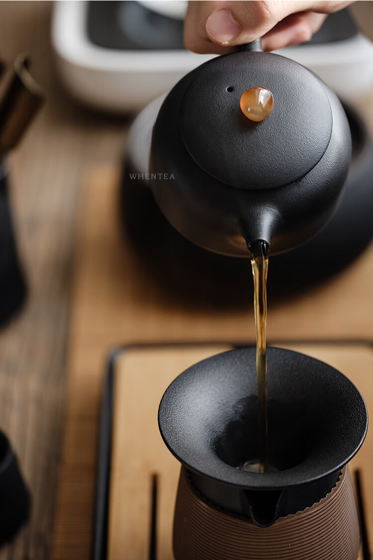 荥经砂器茶具闻说日式黑砂釉茶壶功夫茶具套装轻奢家用客厅陶瓷茶杯