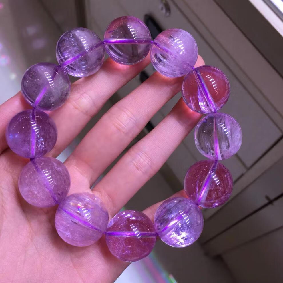 大灿天然紫锂辉手链男女款送礼大颗粒手串送父母透体拉丝猫眼效应礼品