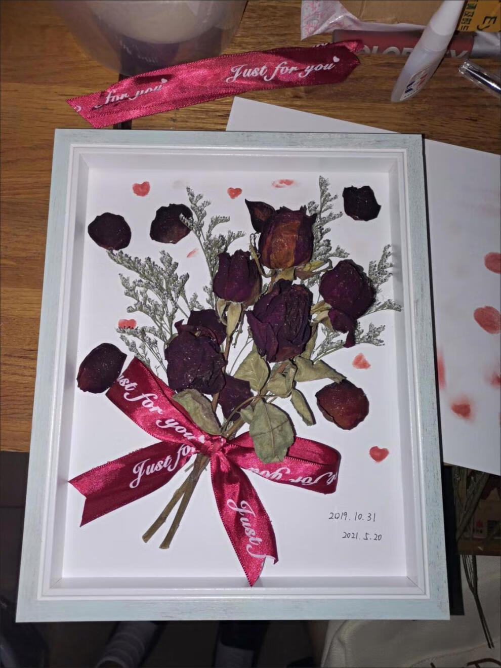 干花相框干花相框立体中空标本相框装放玫瑰花diy手工收纳保存相框