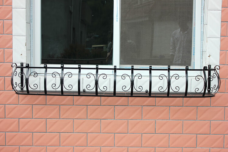 窗外储物架 铁艺窗台花架阳台栏杆护栏悬挂室外户外窗户壁挂花盆架