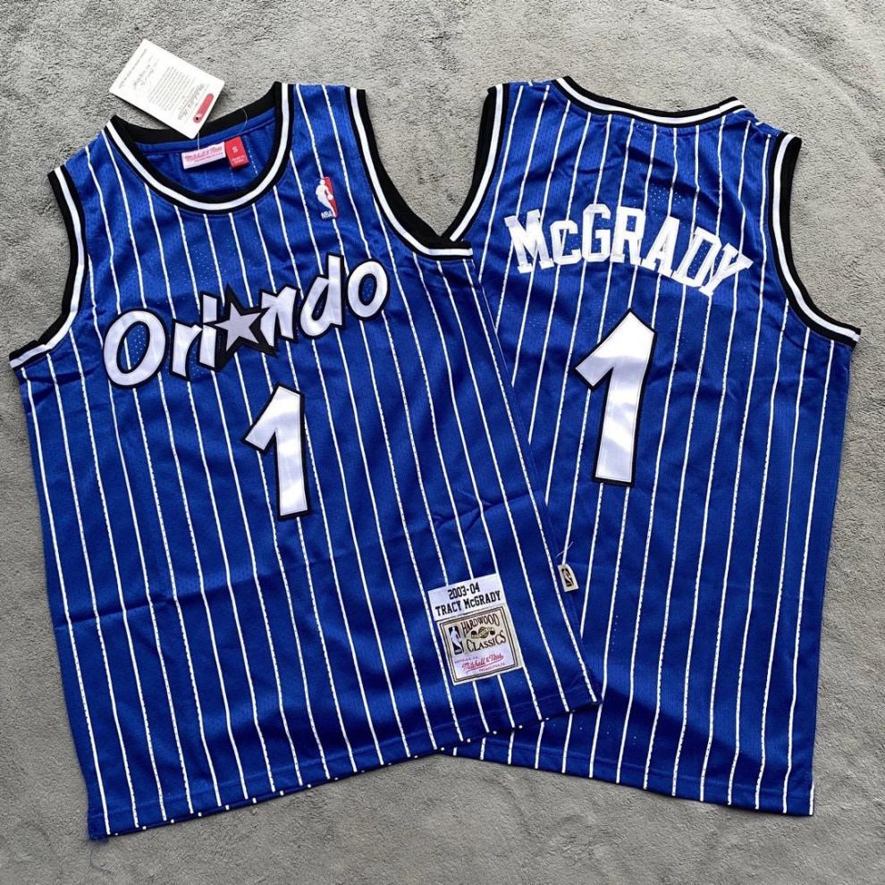 tafn 滕讯体育nba专营麦迪1号魔术蓝色暗星球衣nba复古刺绣篮球服男女