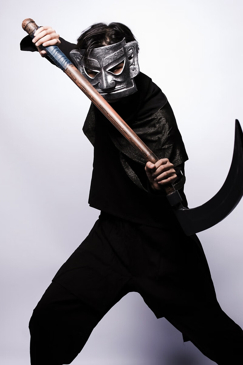 三星堆面具男女士国风汉服全脸造型舞台网红抖音91万圣节元气小猴亮