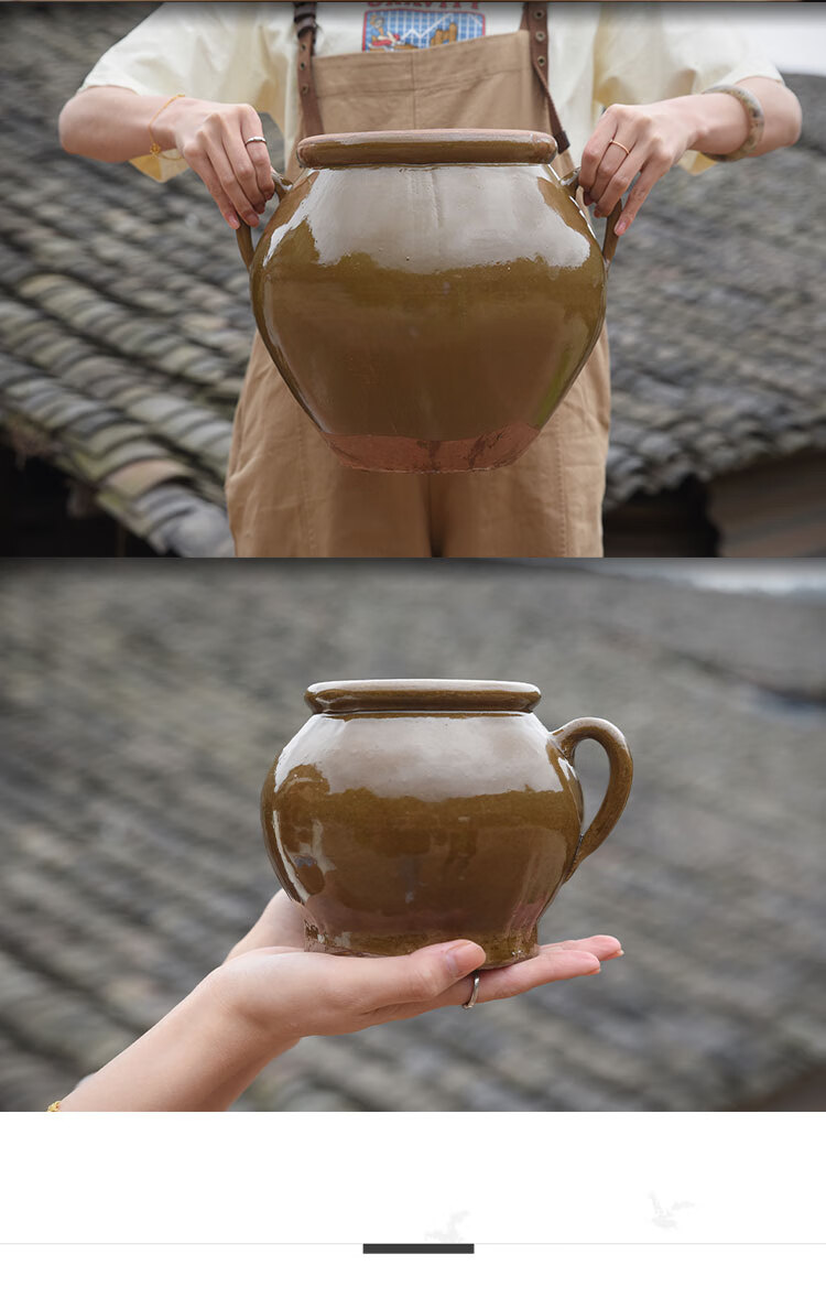 油泼辣子罐有盖土陶盐罐调味罐加厚家用老式复古辣子