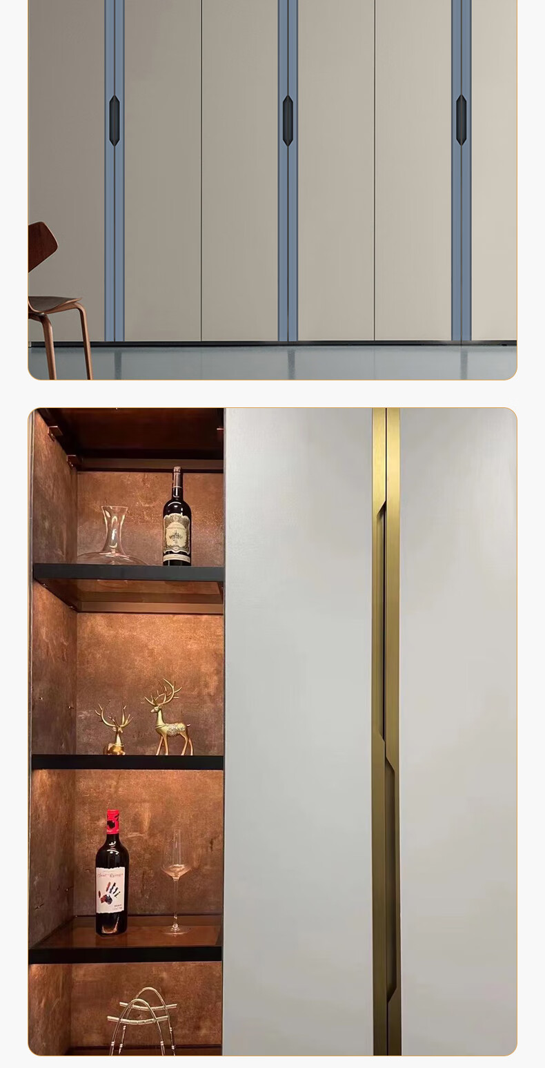 闪电拉手嵌入式暗藏黑色内嵌手拉把款长拉手柜门隐形橱柜隐藏衣柜 灰